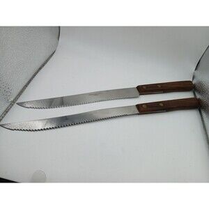 Vintage Wooden Handles Japan CARVING KNIFE 13" Set OF 2